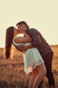romantic couple kissing